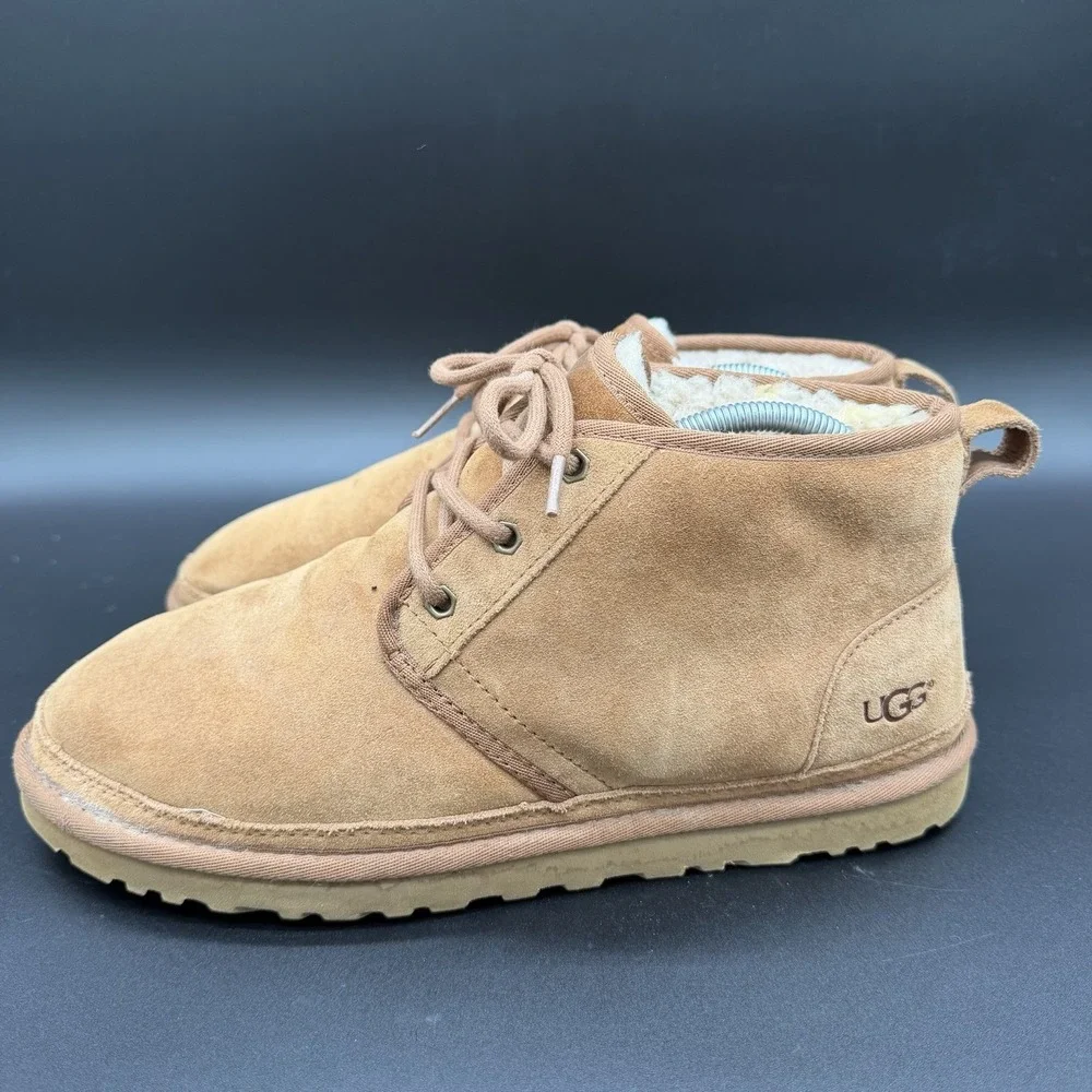 Mens UGG Neumel Chestnut Suede Fur Lined Chukka Boots Size 10 3236